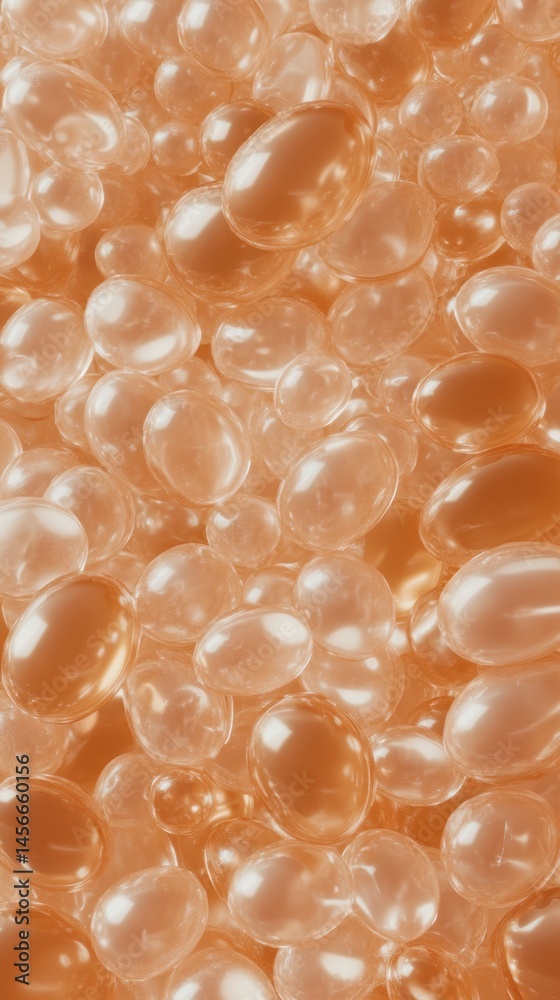 Aufkleber peach toned abstract bubbles background with soft lighting and gentle reflections for modern design