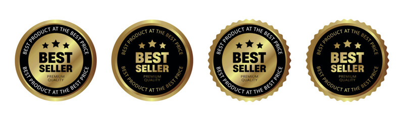 Set of golden best seller label for business purpose