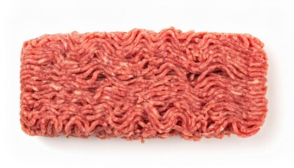 Fresh ground beef isolated on white background ready for cooking