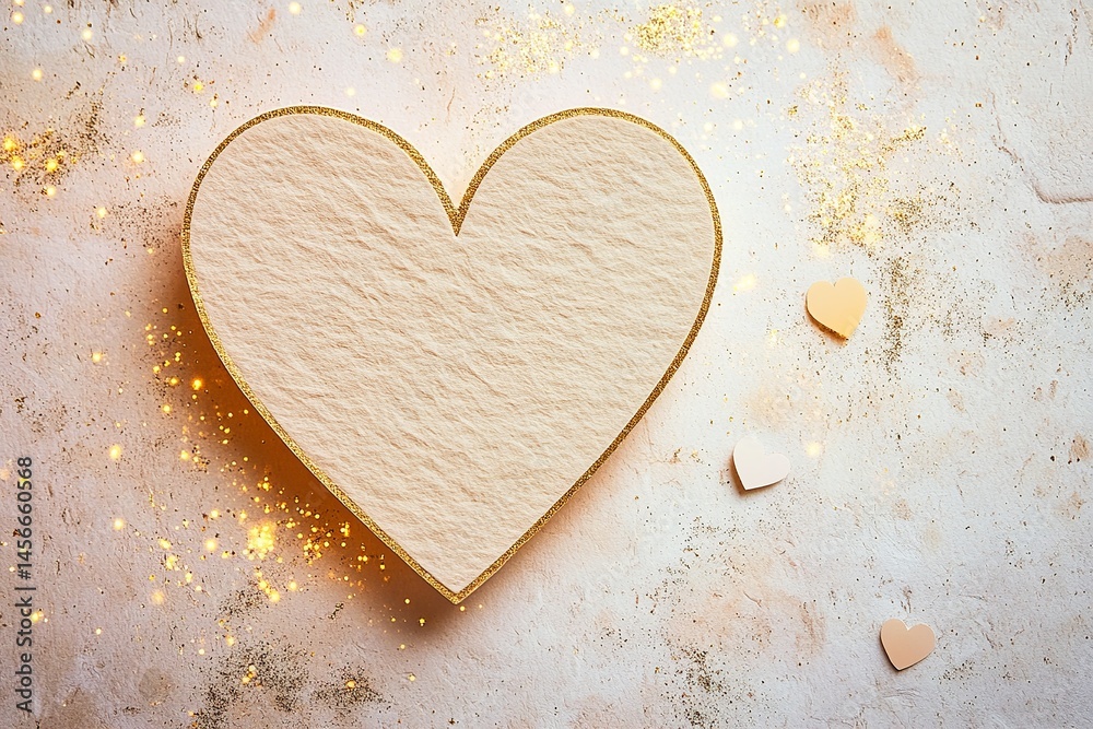Poster greeting card with floral background and a central heart shape featuring blank space for personalize
