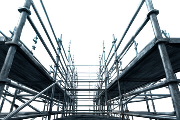 Skyward scaffolding structure on a transparent background