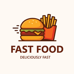 Fast Food Logo Design Featuring Burger and Fries