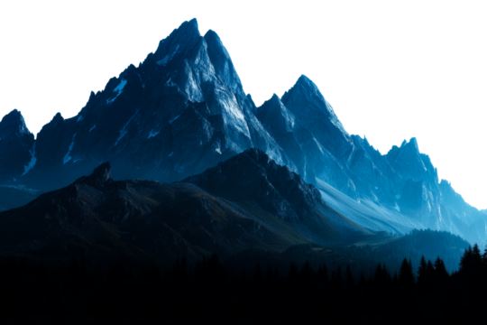 Majestic mountain range under a clear sky at dawn