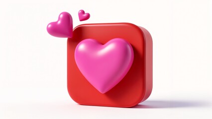 A red square with a pink heart on top of it.