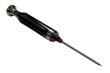 Precision screwdriver with metal tip and black handle design
