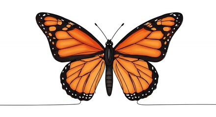 Fototapeta premium Orange Butterfly on White Background