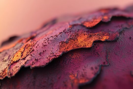 Close-up view of textured, colorful, rust-like material.