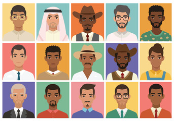Vibrant flat vector illustration showcasing a diverse group of people from around the world. Colorful portraits representing global unity and cultural richness