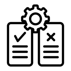 Checklist with gear representing software testing or validation. © Yan