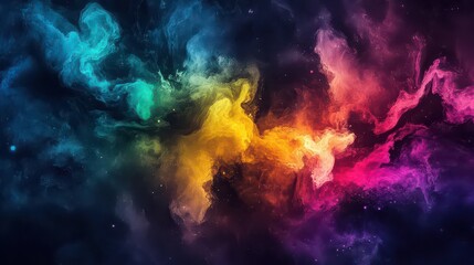 Fototapeta premium Color waves pulsing in and out of a dark background. 