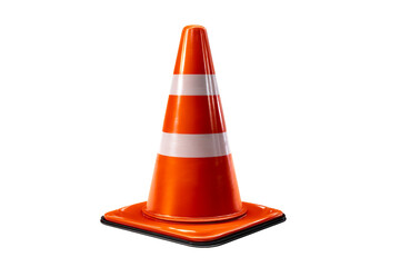 Orange traffic cone on transparent background for safety marking