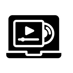 Laptop playing media representing video integration in web development.