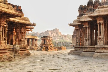 Achyutaraya Temple Complex in Hampi UNESCO Site Features Intricate Stone Architecture