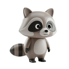 Cute Cartoon Raccoon Character Against transparent Background.