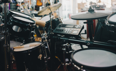 Electronic drum set in store