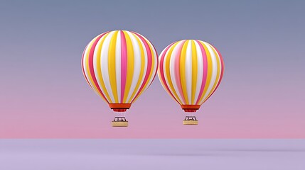 Obraz premium Pastel Hot Air Balloons Soaring Dreamy Flight.
