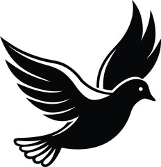 Flying Dove Silhouette – Peaceful Black Bird Vector Icon