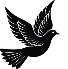 Flying Dove Silhouette – Peaceful Black Bird Vector Icon