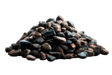 Colorful pebbles in a mound with a transparent background