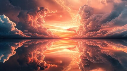 Epic sunset reflecting on still water