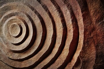 Fototapeta premium Detailed concentric circles design on a textured surface.