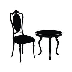 Table and one chair stylish vector art illustration