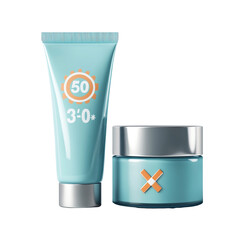 Protective skincare products with spf on minimalist background for sun safety