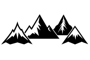 set of Mountain vector silhouette illustration isolated on white background