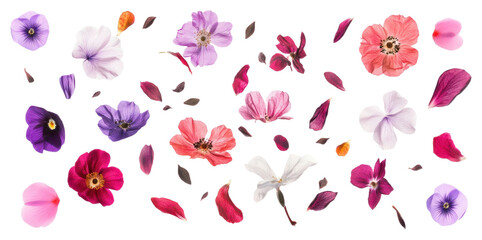 PNG Falling flowers petals arrangement.