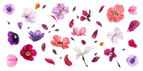 PNG Falling flowers petals arrangement.