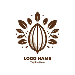 Cocoa Bean Icon Chocolate Drink Symbol Vector Illustration Hot Cocoa Beverage Minimalist Flat Design Cartoon Sketch Emblem Badge Label Food Product Graphic Resources Modern Style

