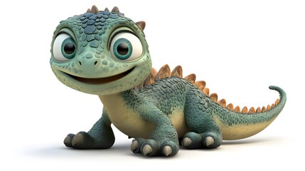 Obraz premium Playful, three-dimensional illustration of a cartoon lizard.