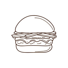 Line Art Of  a National Burger Day