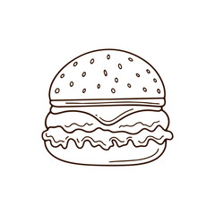 Line Art Of  a National Burger Day