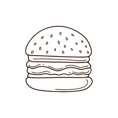 Line Art Of  a National Burger Day