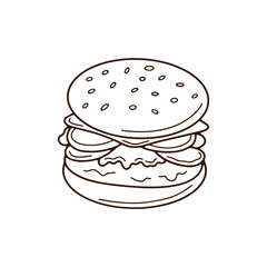 Line Art Of  a National Burger Day