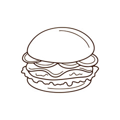Line Art Of  a National Burger Day