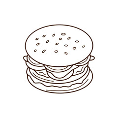 Line Art Of  a National Burger Day