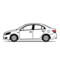 Obraz premium Car_Outline_Sedan_Vehicle_Auto_Transportation_Vector