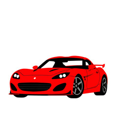 Obraz premium Red-Sports-Car-Illustration-Cartoon-Vehicle-Automotive-Design
