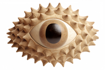 Abstract image of an eyeball with spiky texture surrounding ital Honey isolated on white background PNG
