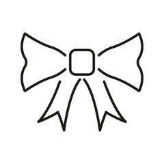 Bow Tie Outline Icon. Fashion Accessory, Gift Decoration, And Festive Ornament Symbol. Elegant Design Element. Editable Stroke. Isolated Vector Illustration