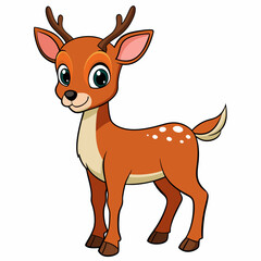 Fototapeta premium Cute Cartoon Deer Illustration . Adorable Fawn with Spots