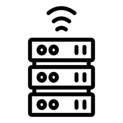 Wireless Database Vector Line Icon Design