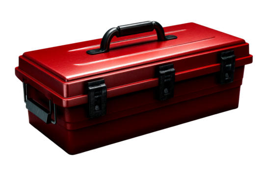 Compact red toolbox for organizing tools and supplies effectively