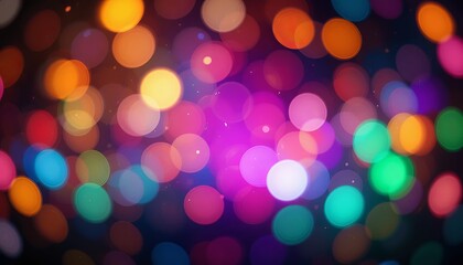 Fototapeta premium Vibrant Colorful Background of Glowing Bokeh Lights Creating a Dreamy and Enchanting Atmosphere