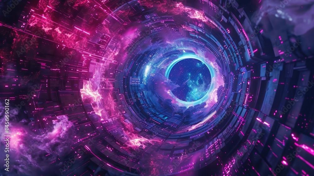 Fototapete This vibrant abstract digital swirl offers a captivating backdrop for DevOps graphics or tech-related projects, embodying innovation and modernity.
