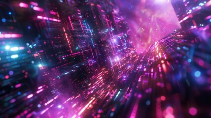 Fototapeta premium Abstract of digital shape or line and technological cyber style particle design connect in surreal electronic shape designing. High tech scenery express seamless pattern perfect for wallpaper. AIG53.