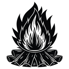 Campfire Flame Vector Illustration – Bonfire Wood Fire Art for Outdoor & Camping Design
