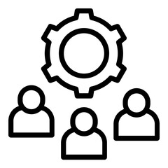 teamwork gear  icon line